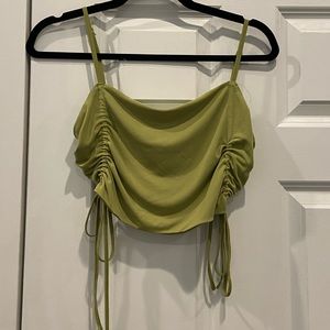 12th tribe green scrunch crop top. Size M.